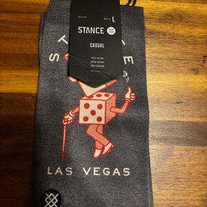 Stance Men's Gray Crew Socks with Red Dice Graphic